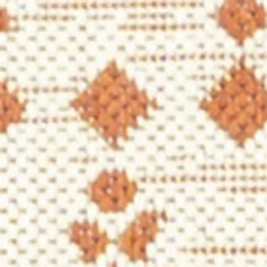 8' Cream And Orange Trellis Indoor Outdoor Runner Rug Photo 2
