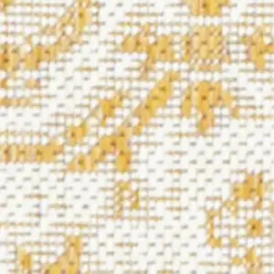Photo of 10' Cream And Yellow Medallion Indoor Outdoor Runner Rug