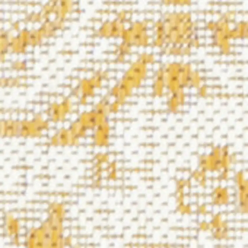 8' Cream And Yellow Medallion Indoor Outdoor Runner Rug Photo 2