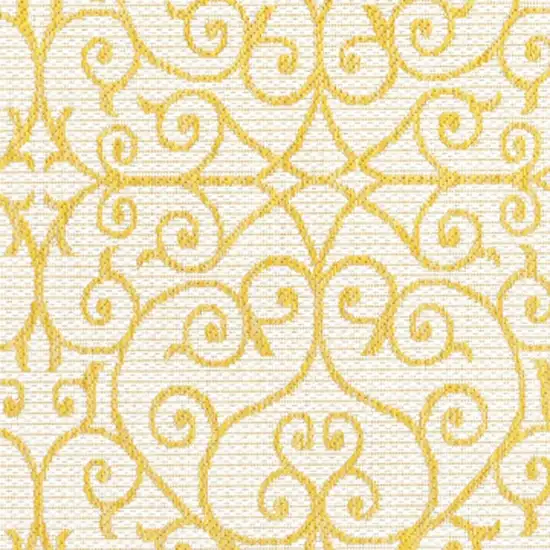 5' Cream And Yellow Square Geometric Indoor Outdoor Area Rug Photo 3