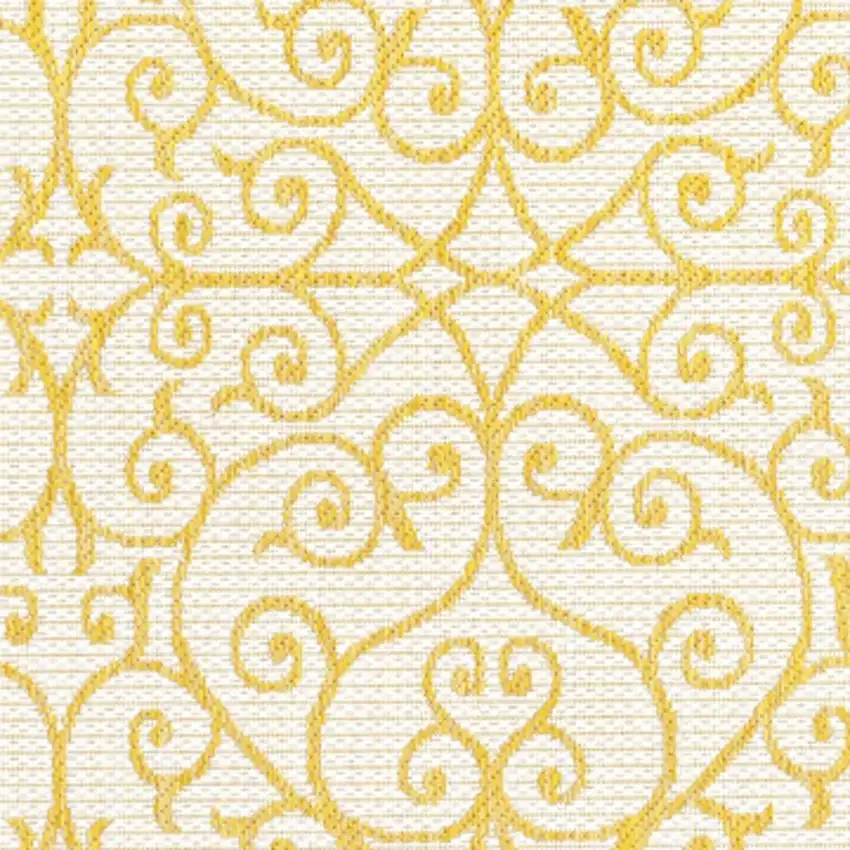 5' Cream And Yellow Square Geometric Indoor Outdoor Area Rug Photo 3