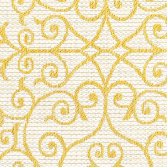5' Cream And Yellow Square Geometric Indoor Outdoor Area Rug Photo 2