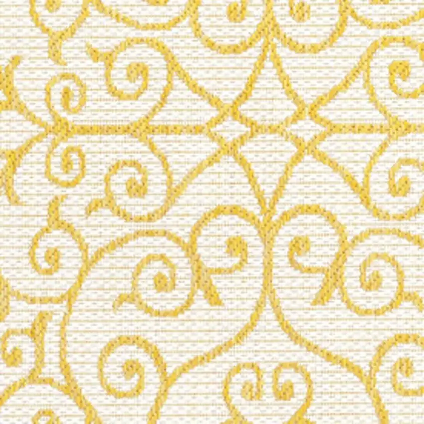 5' Cream And Yellow Square Geometric Indoor Outdoor Area Rug Photo 2