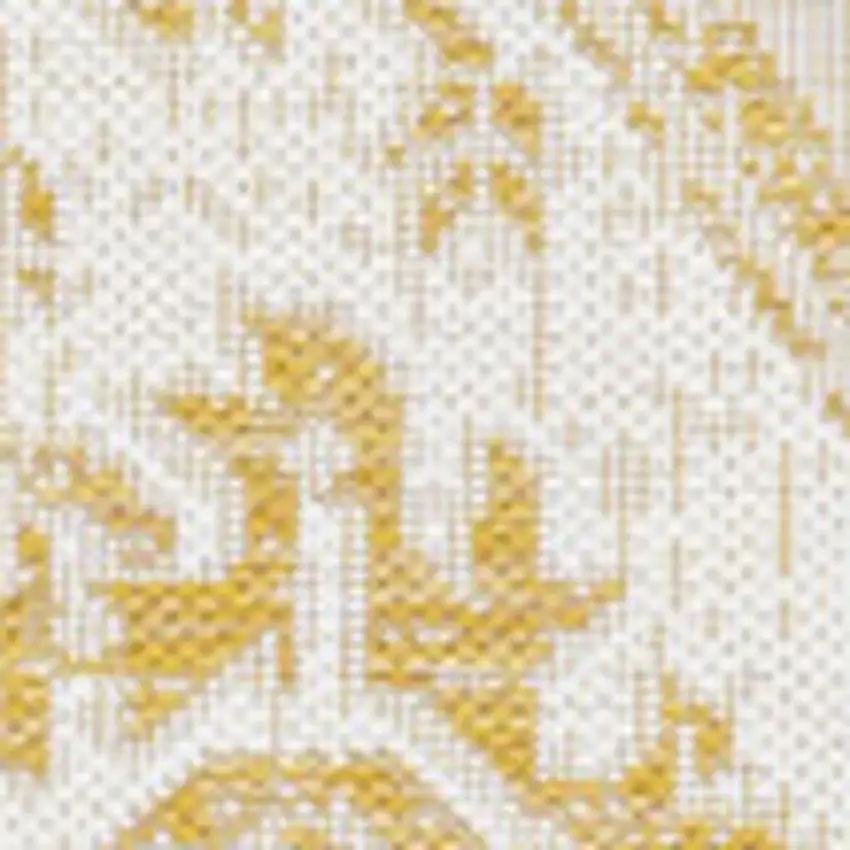 5' Cream And Yellow Square Medallion Indoor Outdoor Area Rug Photo 3