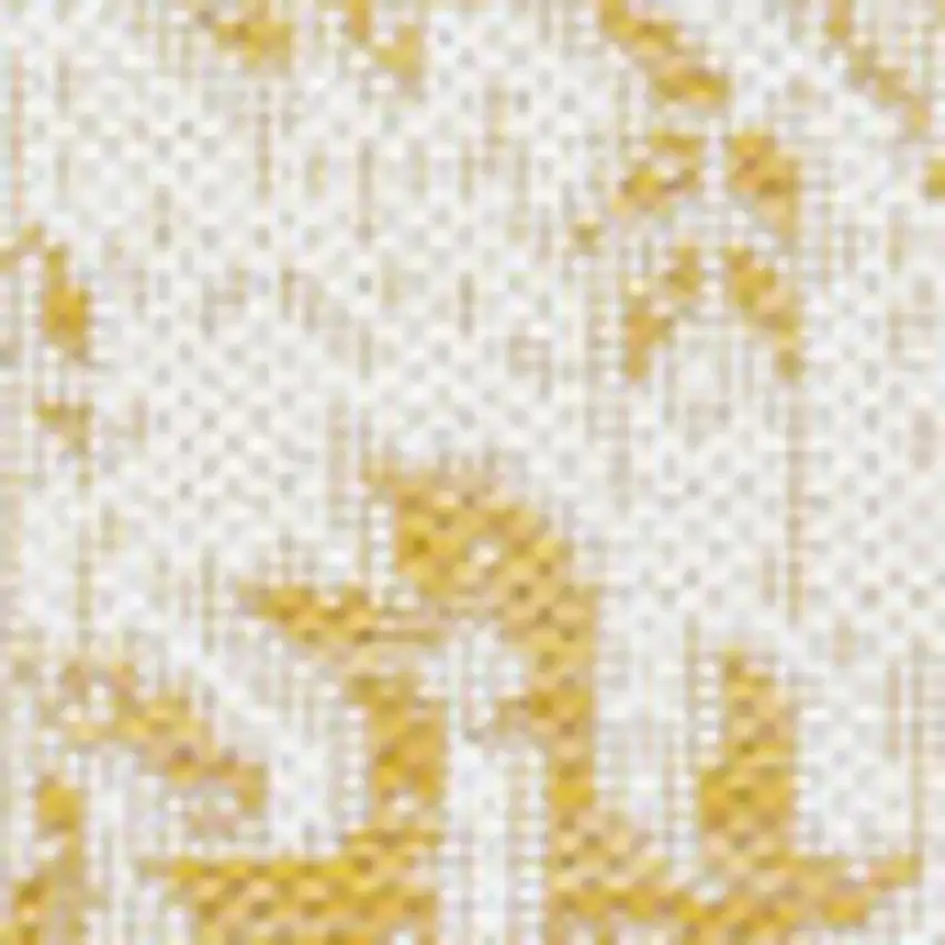 5' Cream And Yellow Square Medallion Indoor Outdoor Area Rug Photo 2