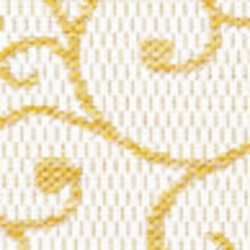 5' Cream And Yellow Square Medallion Indoor Outdoor Area Rug Photo 2