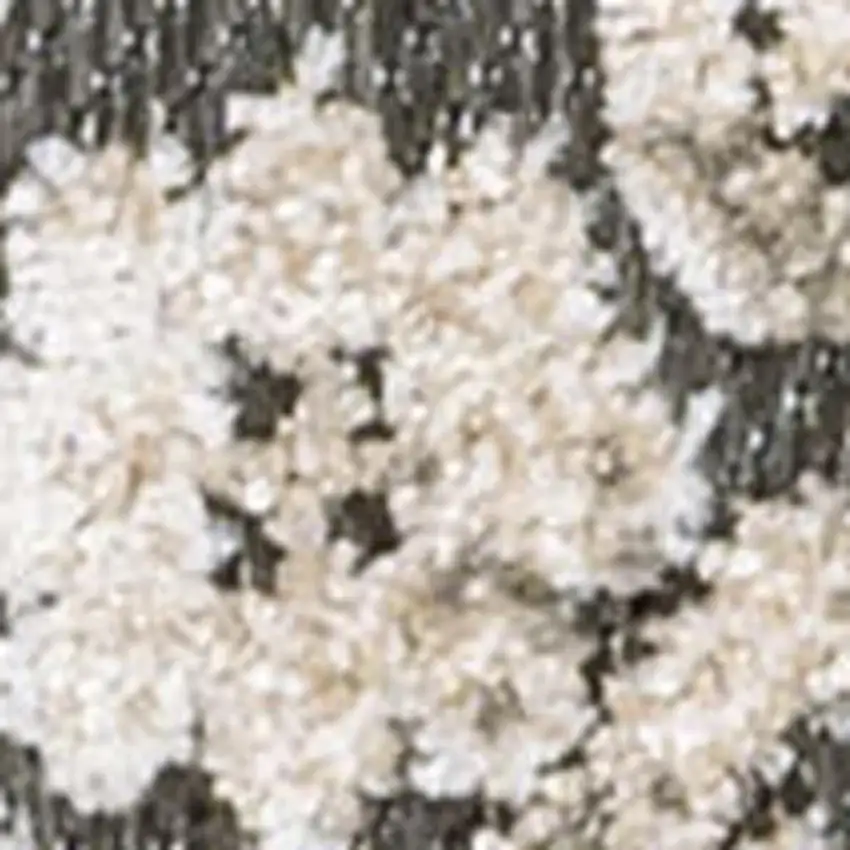 8' Cream Beige And Dark Gray Abstract Indoor Outdoor Runner Rug Photo 2