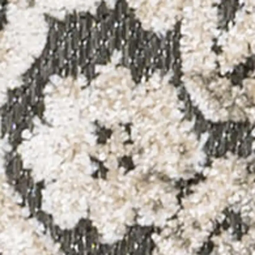 8' Cream Beige And Dark Gray Abstract Indoor Outdoor Runner Rug Photo 3