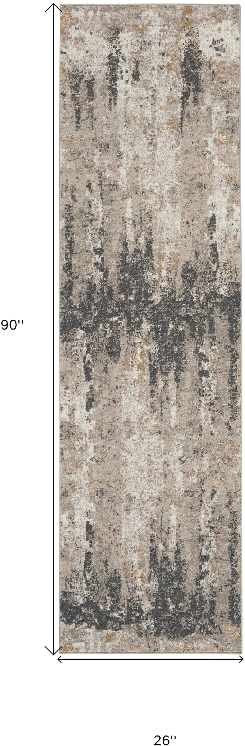 8' Cream Black and Gray Abstract Runner Rug Photo 3