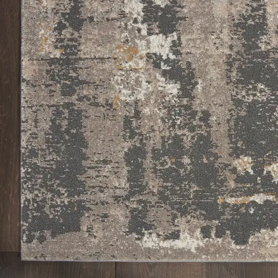 8' Cream Black and Gray Abstract Runner Rug Photo 6