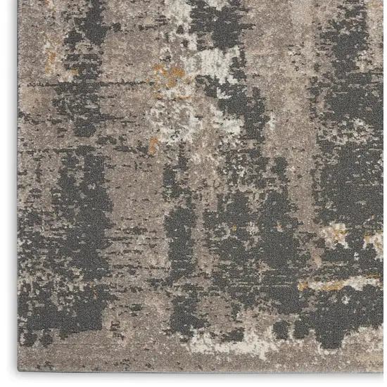 8' Cream Black and Gray Abstract Runner Rug Photo 8