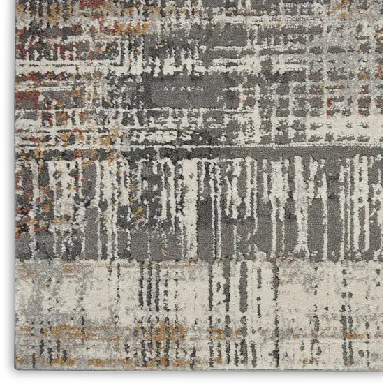 8' Cream Black and Gray Abstract Runner Rug Photo 8