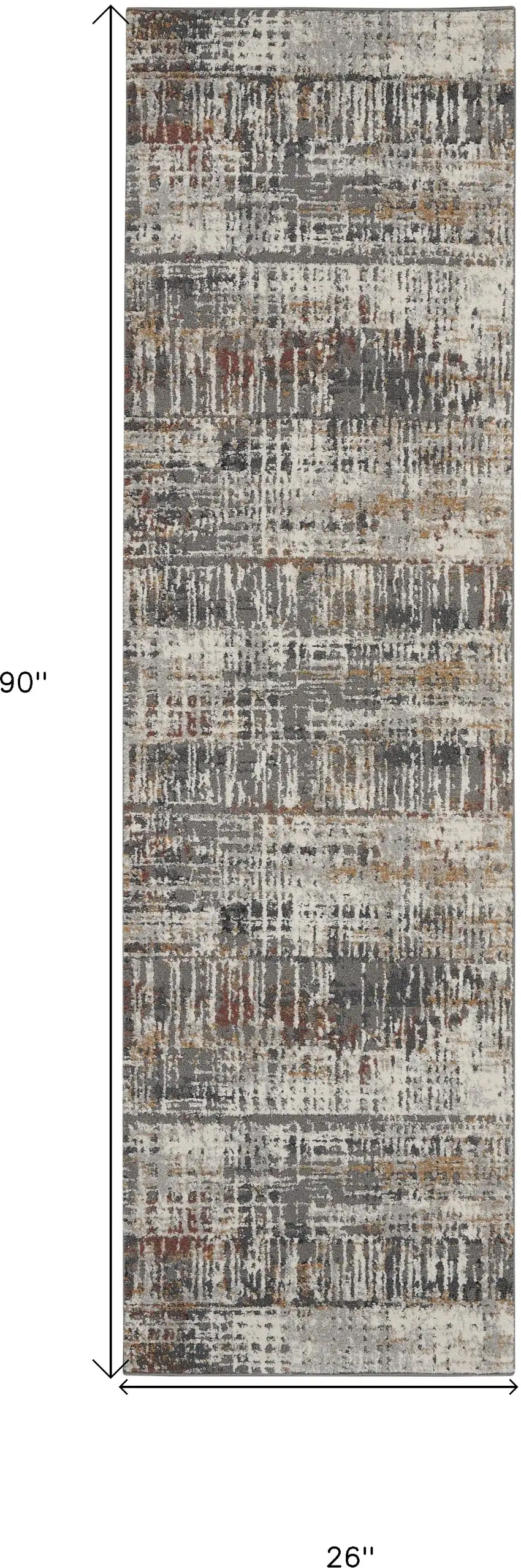 8' Cream Black and Gray Abstract Runner Rug Photo 3