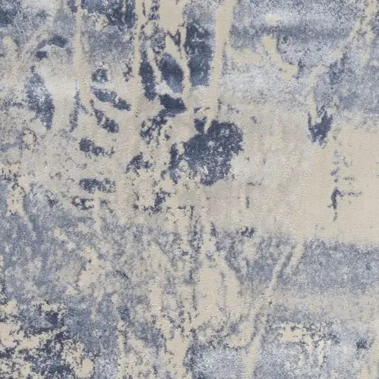 8' Cream Blue And Light Blue Abstract Non Skid Runner Rug Photo 7