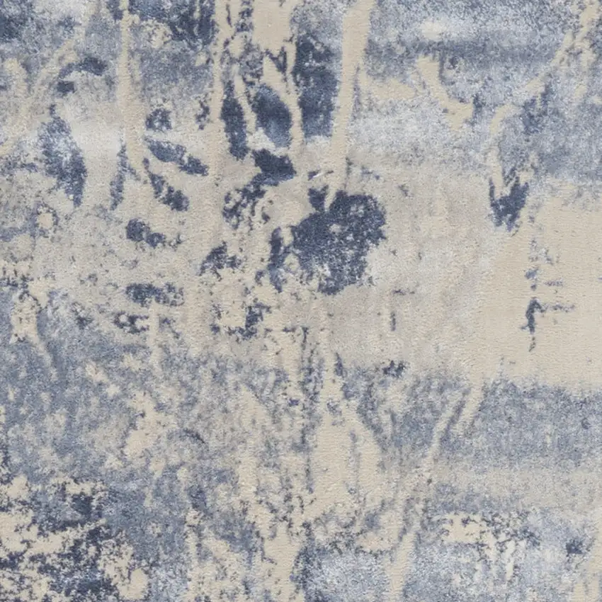 8' Cream Blue And Light Blue Abstract Non Skid Runner Rug Photo 7