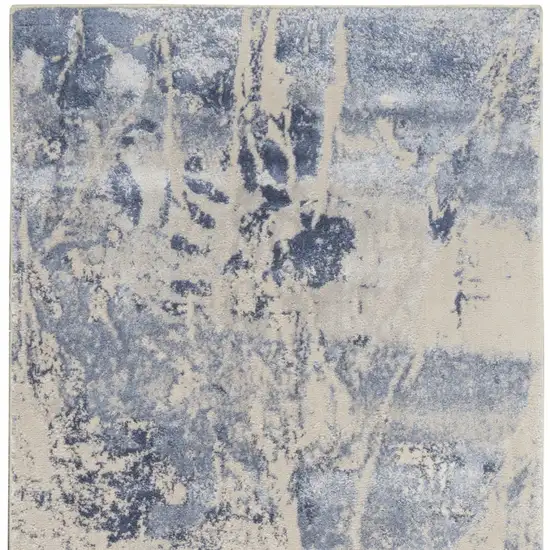 8' Cream Blue And Light Blue Abstract Non Skid Runner Rug Photo 8