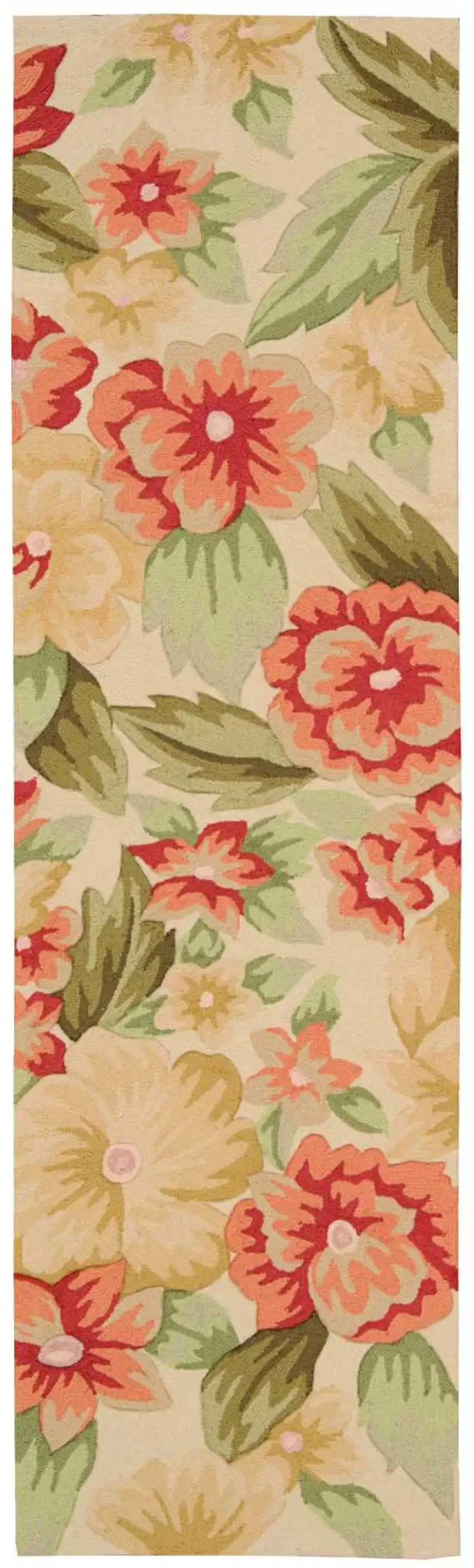 8' Cream Botanical Leaves Hand Carved Handmade Runner Rug Photo 2