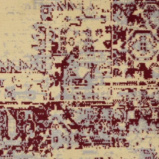 8' Cream Damask Power Loom Runner Rug Photo 1