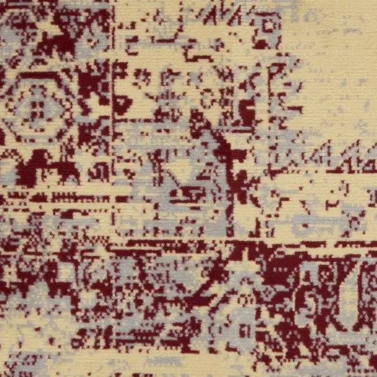 8' Cream Damask Power Loom Runner Rug Photo 3