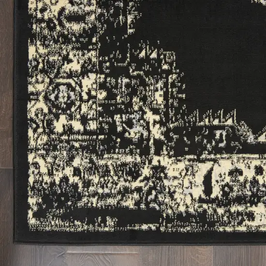 8' Cream Damask Power Loom Runner Rug Photo 8