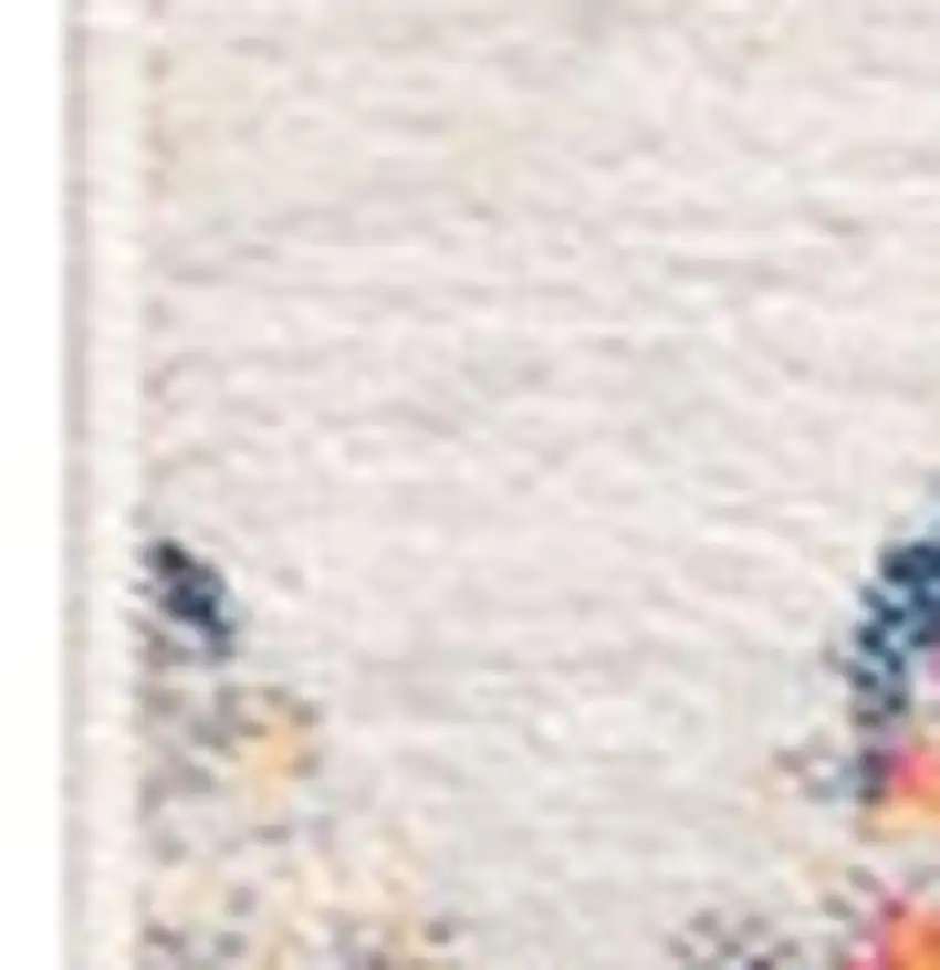 8' Cream Damask Runner Rug Photo 5