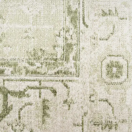 10' Cream Floral Distressed Runner Rug Photo 9