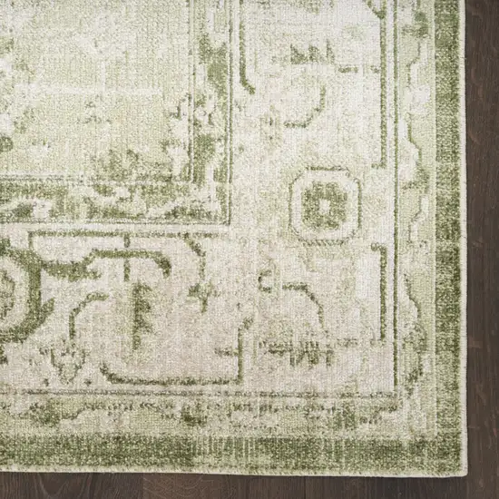 10' Cream Floral Distressed Runner Rug Photo 8