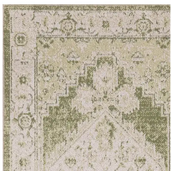 10' Cream Floral Distressed Runner Rug Photo 3