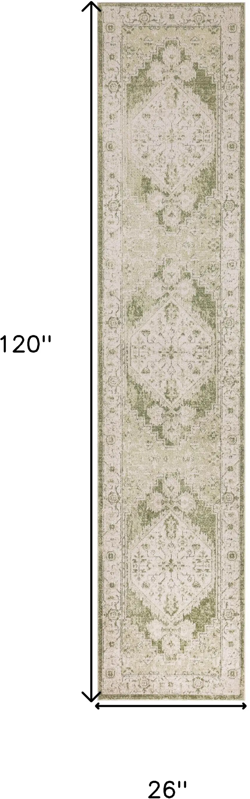 10' Cream Floral Distressed Runner Rug Photo 3