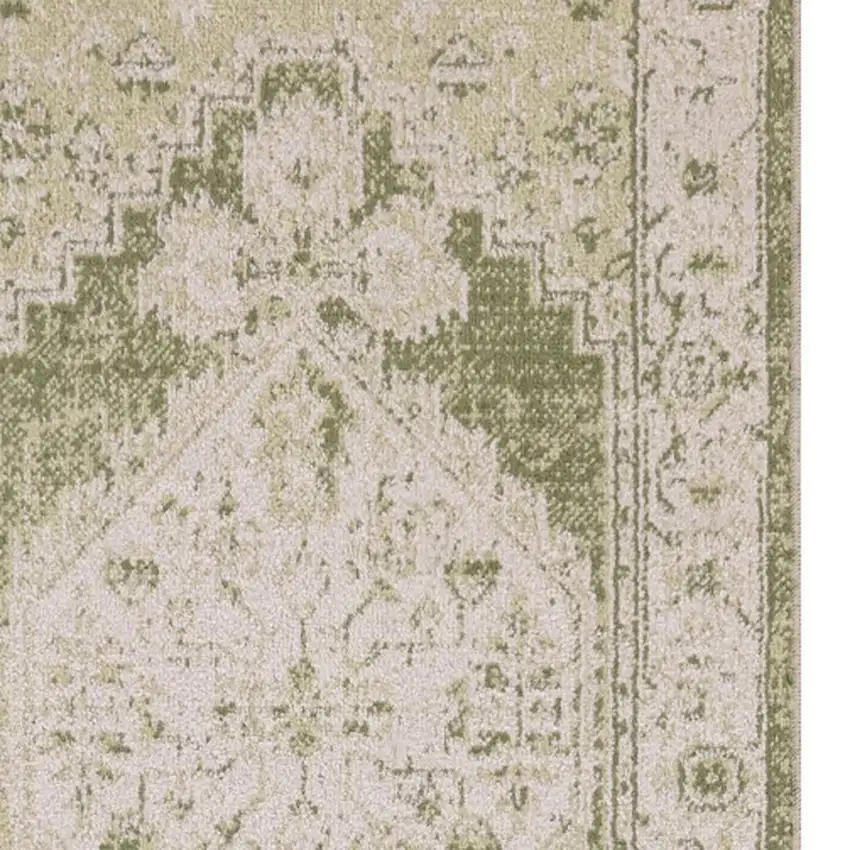 8' Cream Floral Distressed Runner Rug Photo 3
