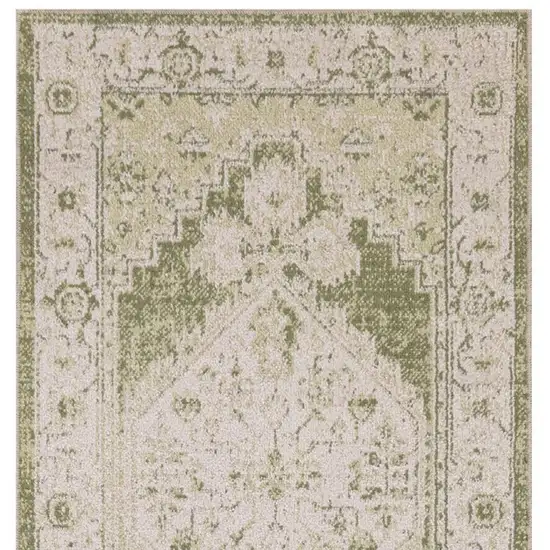 8' Cream Floral Distressed Runner Rug Photo 4