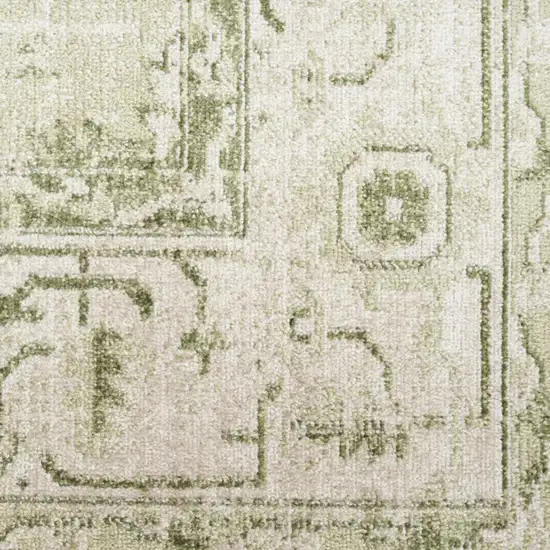 8' Cream Floral Distressed Runner Rug Photo 9