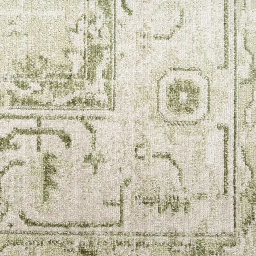 8' Cream Floral Distressed Runner Rug Photo 9