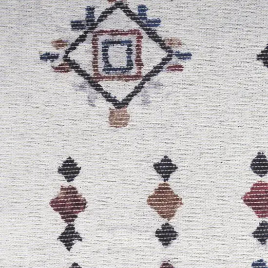 8' Cream Geometric Distressed Washable Runner Rug Photo 7