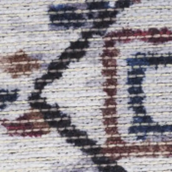 8' Cream Geometric Distressed Washable Runner Rug Photo 2