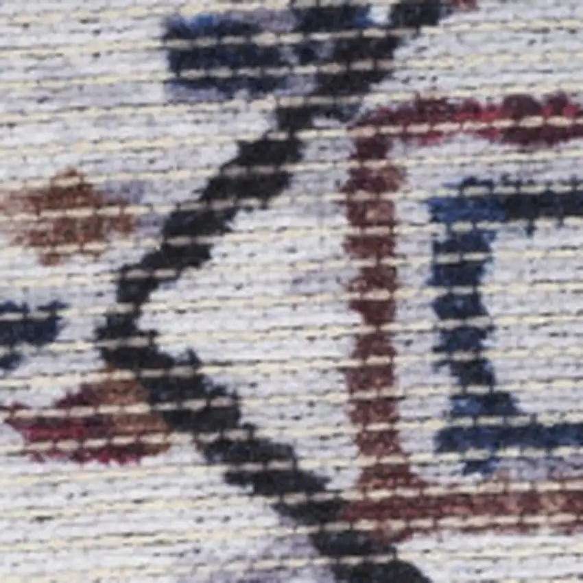 8' Cream Geometric Distressed Washable Runner Rug Photo 2