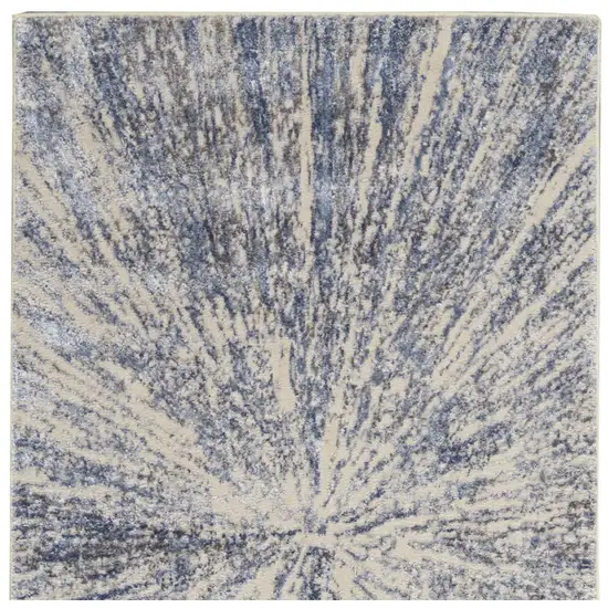8' Cream Gray And Blue Abstract Non Skid Runner Rug Photo 8