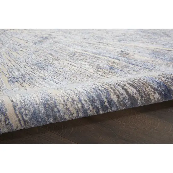 8' Cream Gray And Blue Abstract Non Skid Runner Rug Photo 9