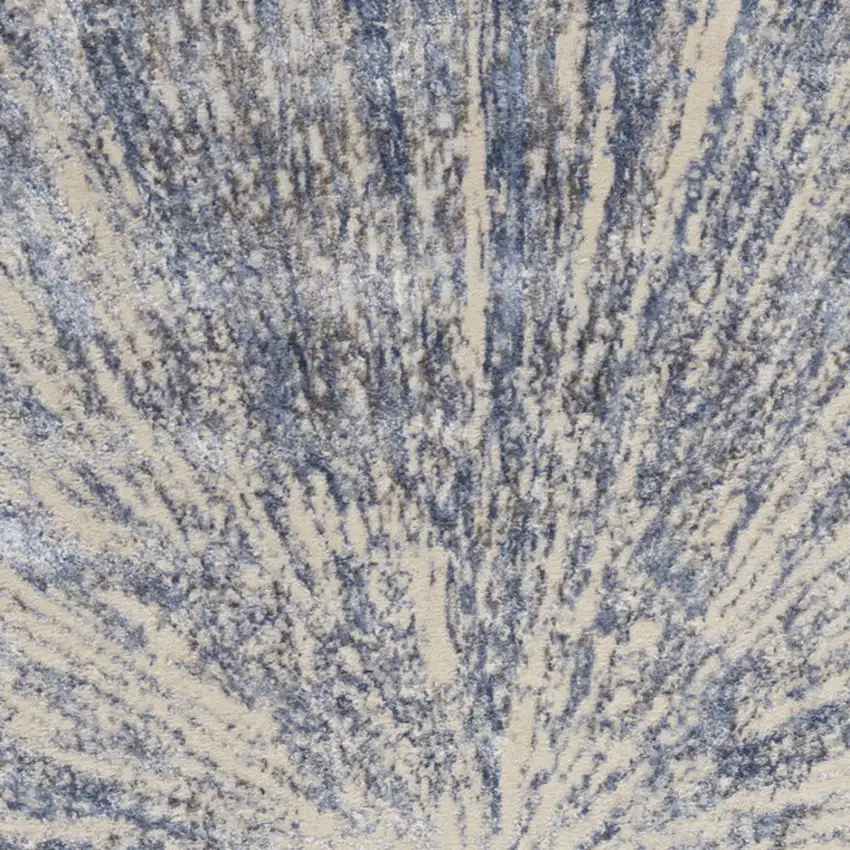 8' Cream Gray And Blue Abstract Non Skid Runner Rug Photo 7
