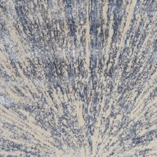 8' Cream Gray And Blue Abstract Non Skid Runner Rug Photo 7