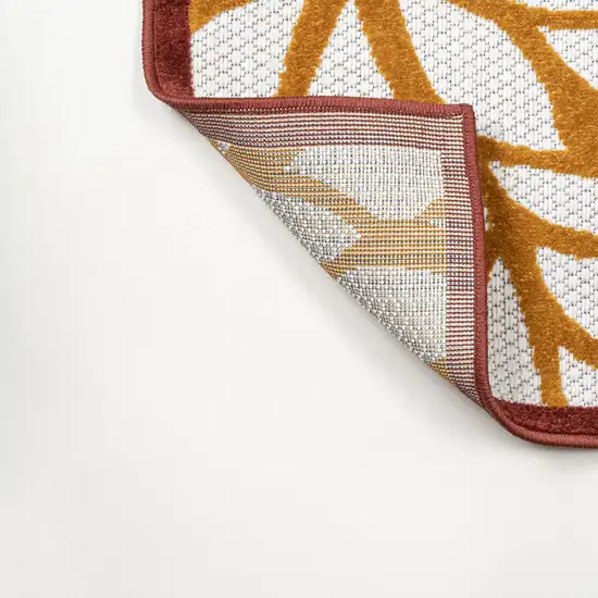 8' Cream Red And Blue Medallion Indoor Outdoor Runner Rug Photo 7