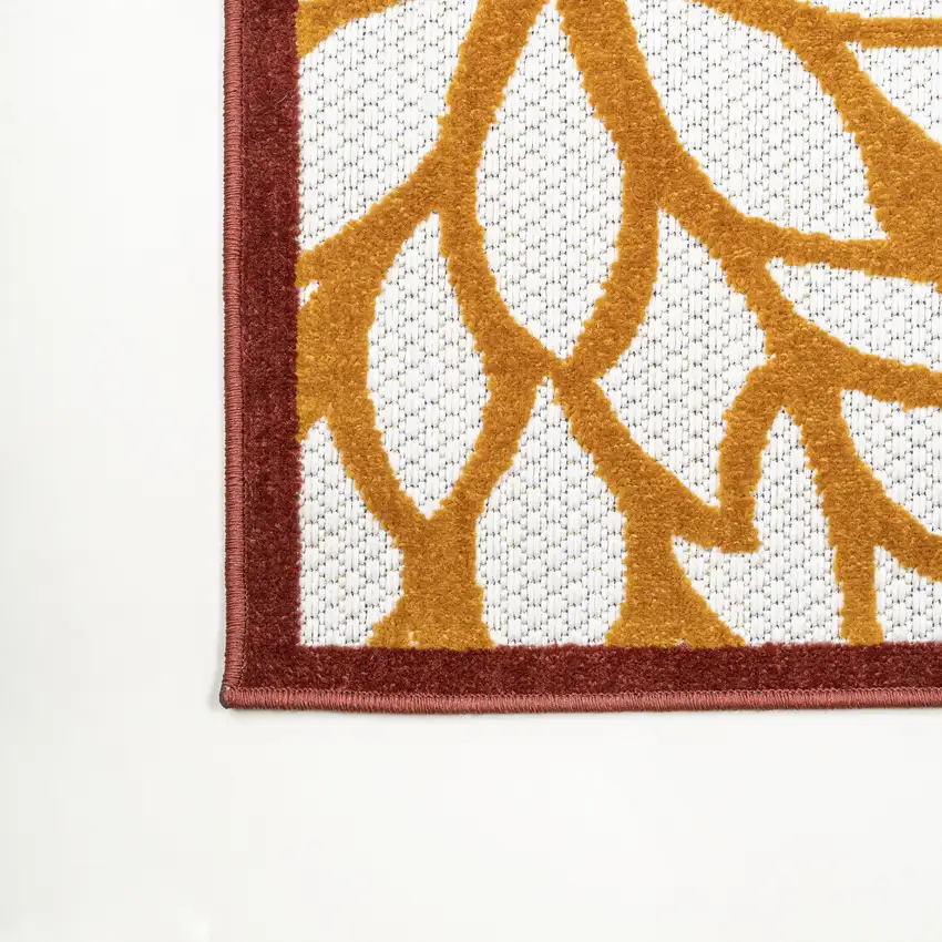 8' Cream Red And Blue Medallion Indoor Outdoor Runner Rug Photo 8