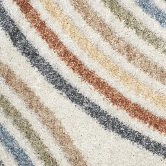 8' Cream Round Abstract Power Loom Area Rug Photo 9