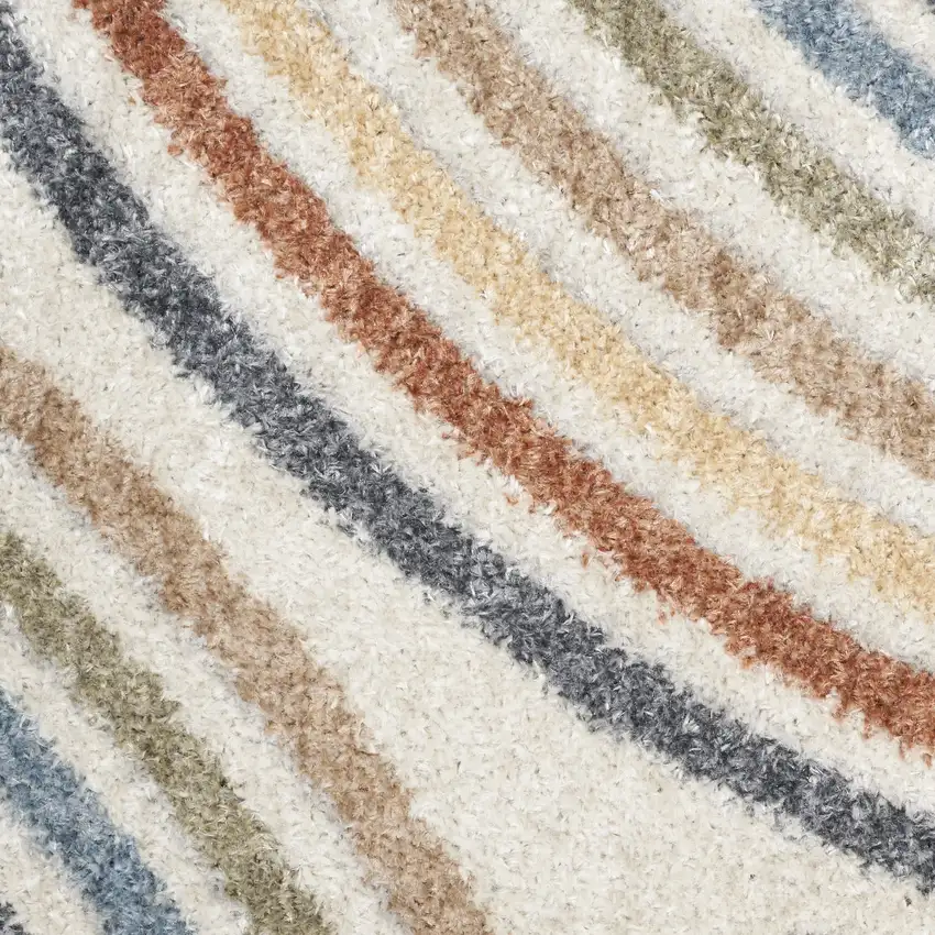 8' Cream Round Abstract Power Loom Area Rug Photo 9
