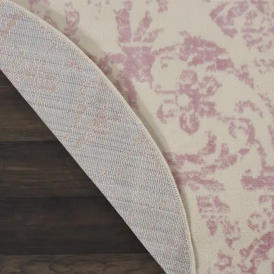 5' Cream Round Damask Power Loom Area Rug Photo 8