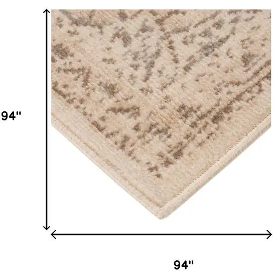 8' Cream And Brown Medallion Round Rug Photo 3