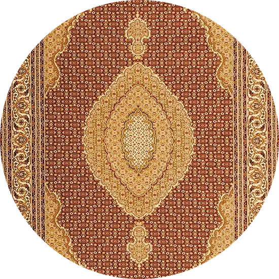 5' Cream Round Oriental Power Loom Area Rug Photo 2