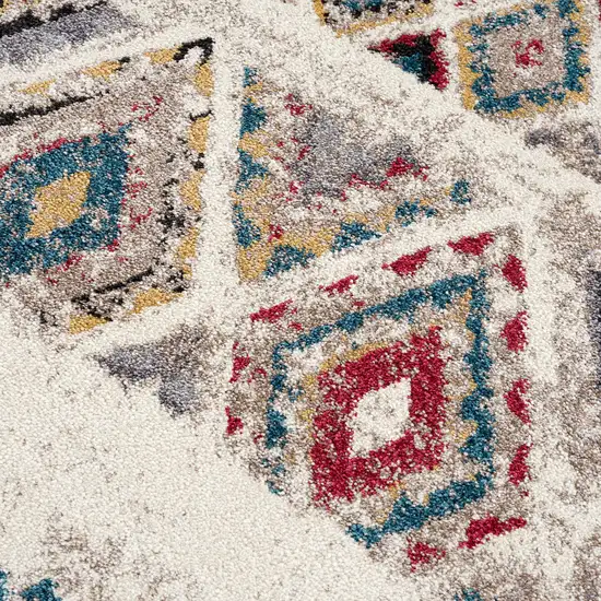 5' Cream Round Southwestern Power Loom Area Rug Photo 8