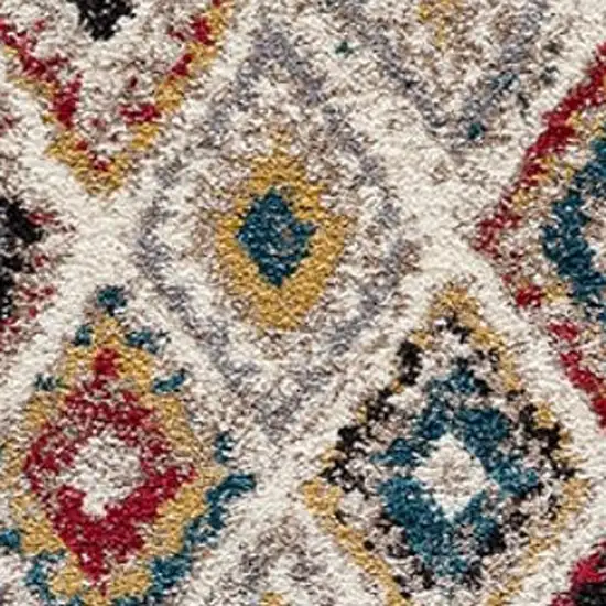 5' Cream Round Southwestern Power Loom Area Rug Photo 4