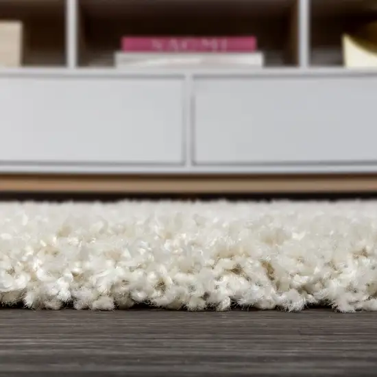 8' Cream Runner Rug With Fringe Photo 2